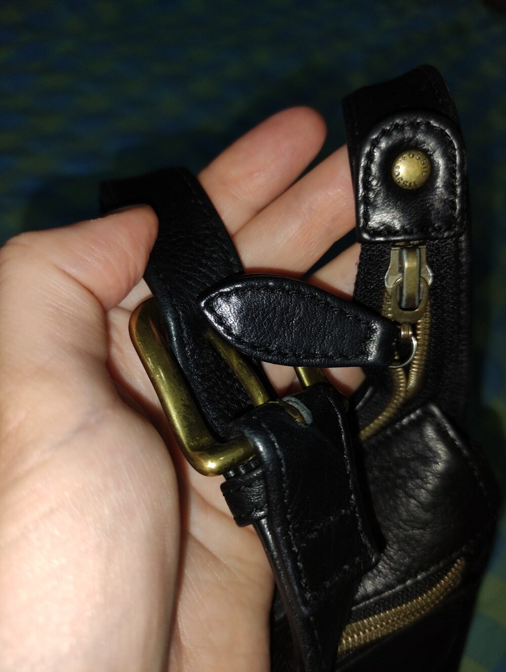 *Fossil* Black Real Leather Crossbody Bag - Picture 6 of 6